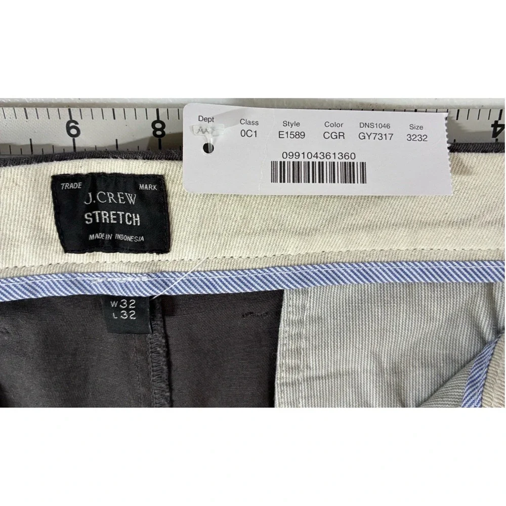 J.Crew 484 Slim Fit Stretch Chino Pants Mens 32X32 Charcoal Grey Re-Imagined NEW